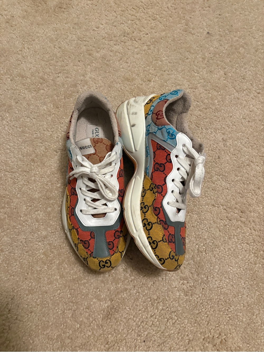 Gucci Kids Multicolor GG Canvas Lace-Up Sneakers